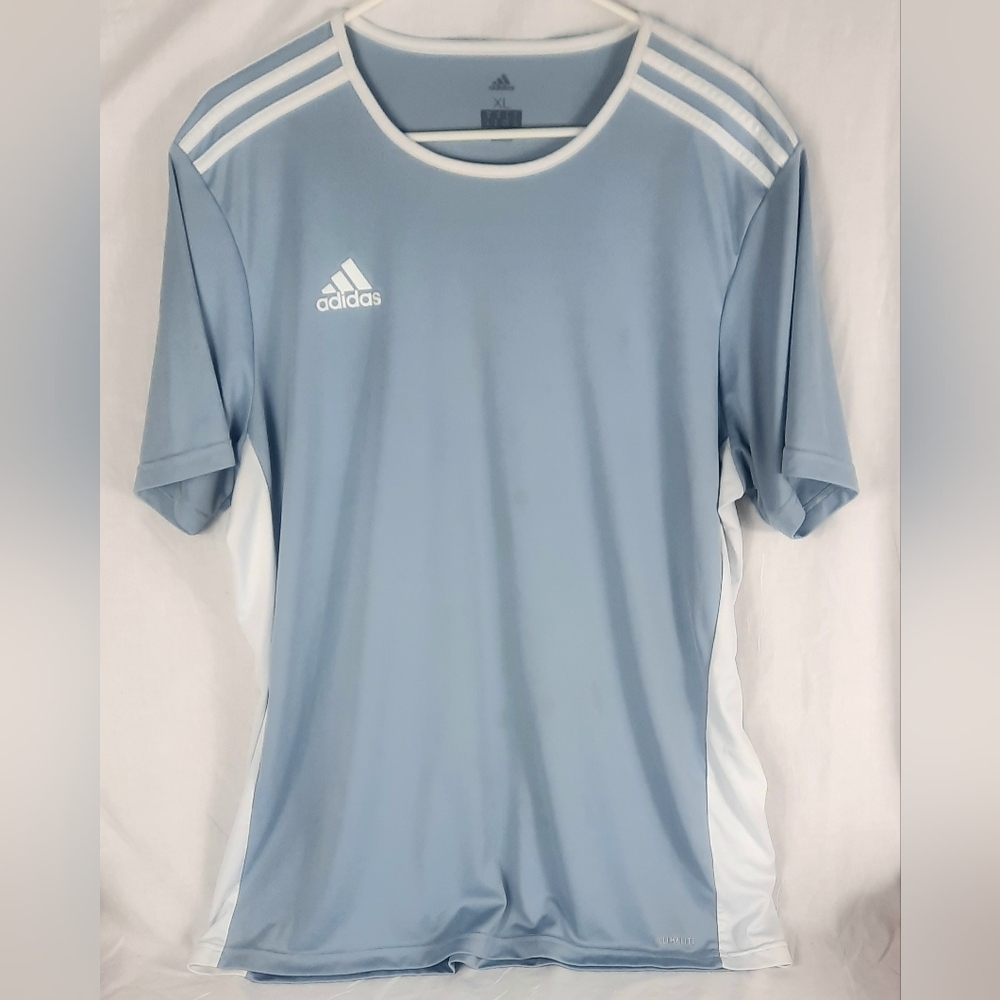 Adidas Climalite Mens Shirt XL Short Sleeve Gray White Stretch Athletic
